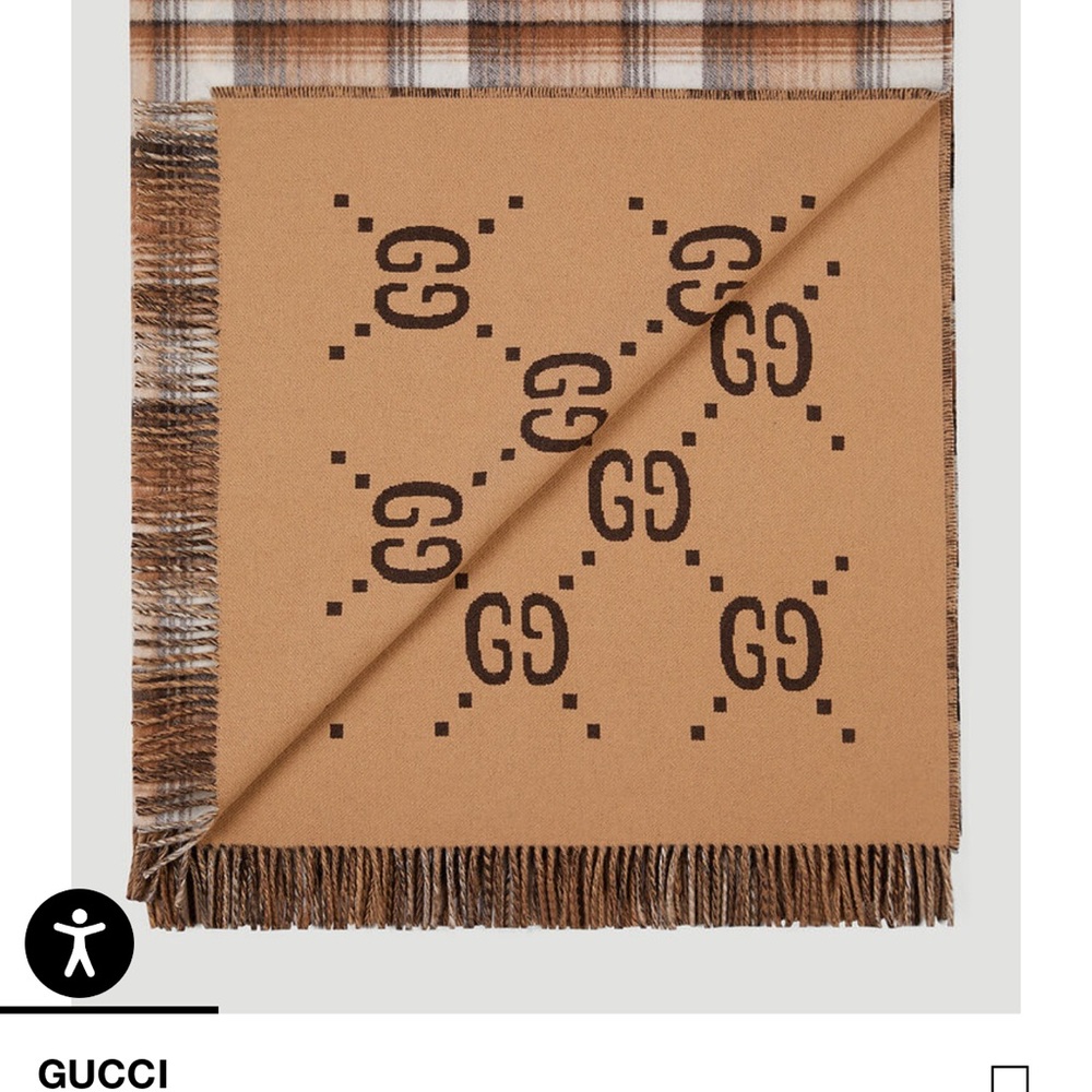 Gucci Tan and Brown Monogram wool blanket